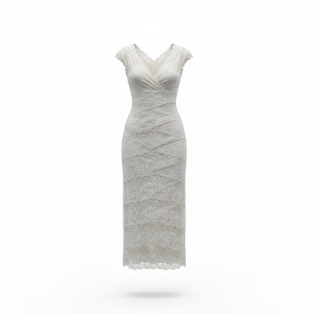 Cindy USA Elegant Off White Lace Sheath Dress with sequins and Stretch! 2XL